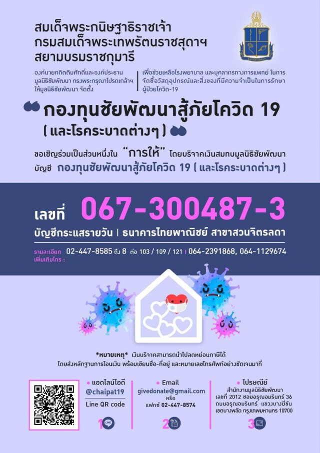 ‘กรมสมเด็จพระเทพฯ’ พระราชทานเครื่องมือแพทย์แก่รพ.รักษาผู้ป่วยโควิด-19