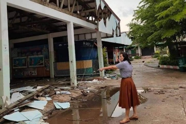 พายุโซนร้อนถล่มยับ 2 อำเภอ โรงเรียน-สถานีขนส่งฯ เสียหายยับ