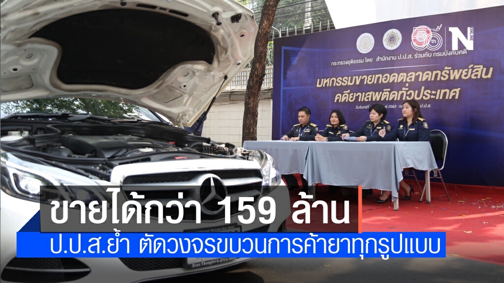 ป.ป.ส. เผยผลการขายทอดตลาดทรัพย์สินคดียาเสพติด ได้เงินกว่า 159 ล้านบาท