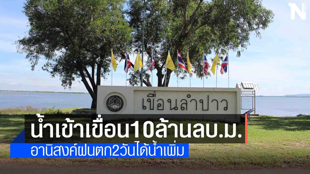 ฝนตก 2 วันน้ำเข้าเขื่อนลำปาว 10 ล้านลบ.ม.