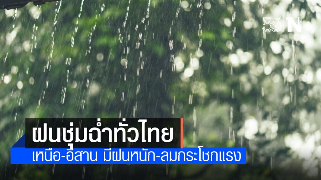 พยากรณ์อากาศวันนี้ เจอฝนทั่วไทย "เหนือ-อีสาน" ฝนหนัก ลมแรง