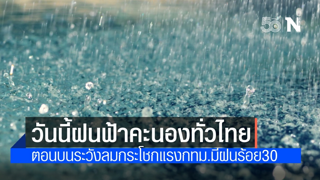 พยากรณ์อากาศวันนี้ ฝนฟ้าคะนองทั่วไทย ตอนบน ระวังฝนหนัก-ลมกระโชกแรง
