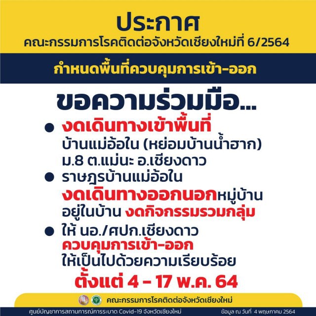 ล็อคดาวน์2หมู่บ้านหลังพบผู้ติดเชื้อเป็นกลุ่ม