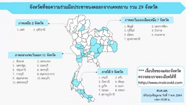 เช็กเลย!! เปิดชื่อ 29 จังหวัด ขอความร่วมมือ "งดออกจากบ้าน" กลางคืน-เช้ามืด