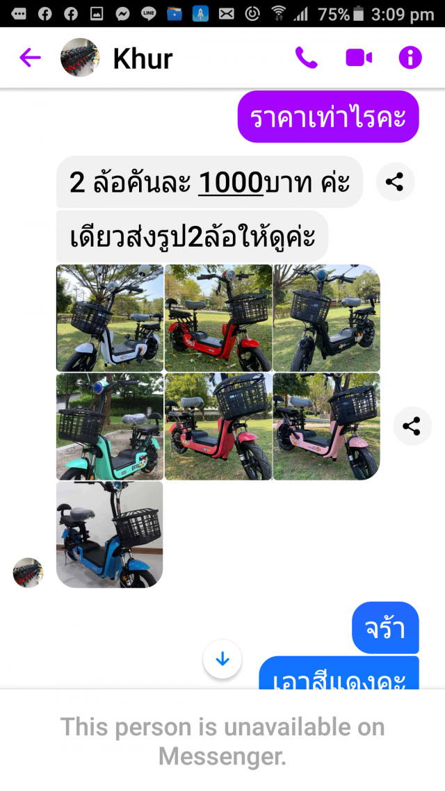 ป้าสุดเซ็ง สั่งจักรยานไฟฟ้าโอนเงินแล้วไม่ได้ของปิดเฟซบุ๊กหนี