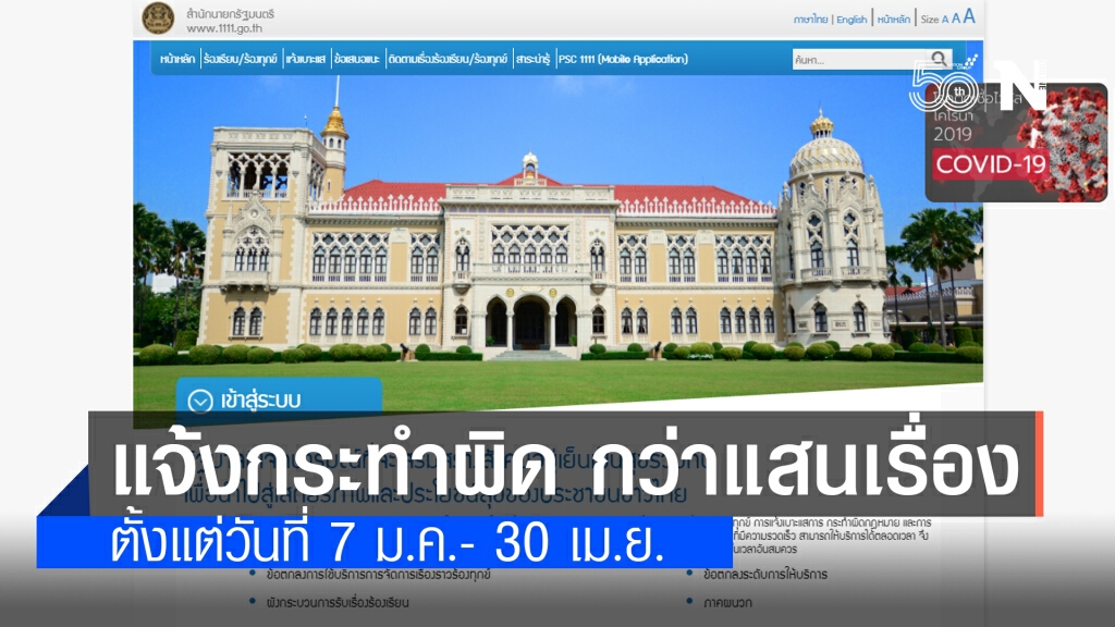เปิดยอดแจ้งเบาะแสทำผิดกม.ร้องเรียนการแพร่ระบาดโควิด ตั้งแต่ 7 ม.ค.- 30 เม.ย. รวม 172,648 เรื่อง