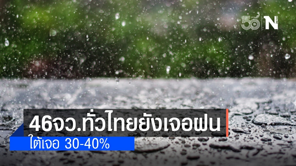 อุตุฯ เตือน 46 จังหวัดยังเจอฝนฟ้าคะนอง-ลมกระโชกแรง ใต้เจอ 30-40%