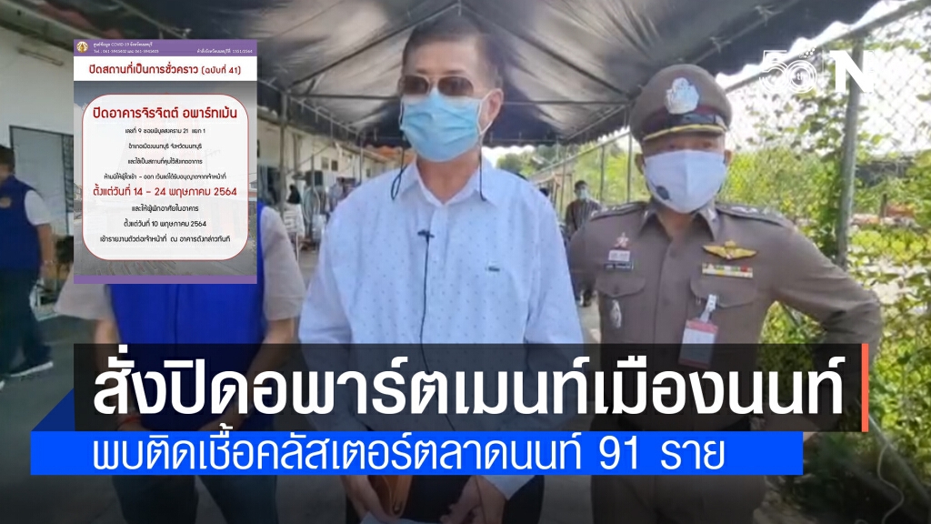 ด่วน!! ผู้ว่านนท์ฯ สั่งปิดอพาร์ตเมนท์จิรจิตต์ พบติดโควิด 91 คน
