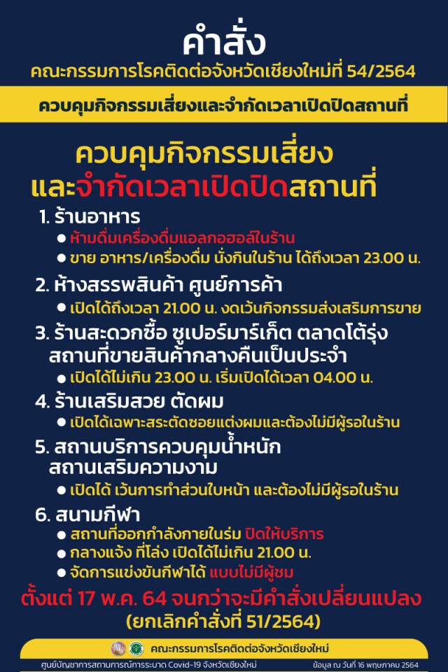 เชียงใหม่ไฟเขียวทานอาหารในร้านได้