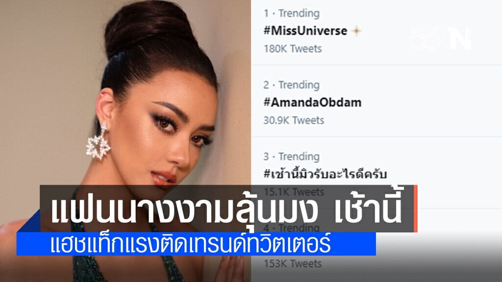 แฟนนางงาม แห่ติดแฮชแท็ก #MissUniverse ส่งกำลังใจจนพุ่งที่ 1 เทรนด์ทวิตเตอร์