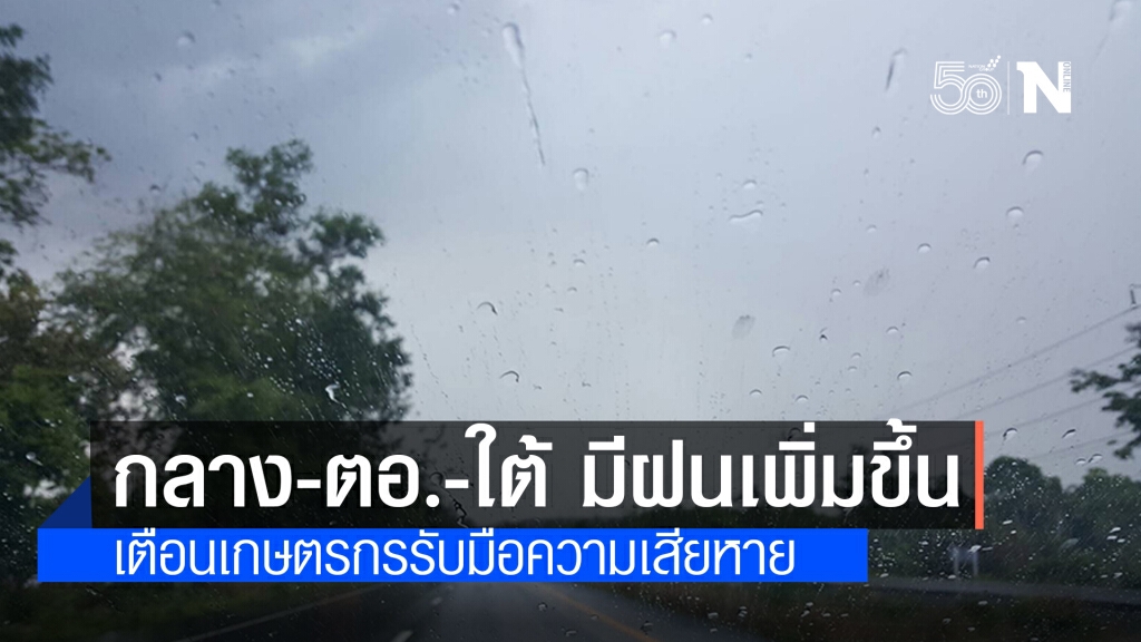 กรมอุตุนิยมวิทยา เตือน "กลาง-ตะวันออก-ใต้" มีปริมาณฝนเพิ่มขึ้นกับมีลมกระโชกแรง