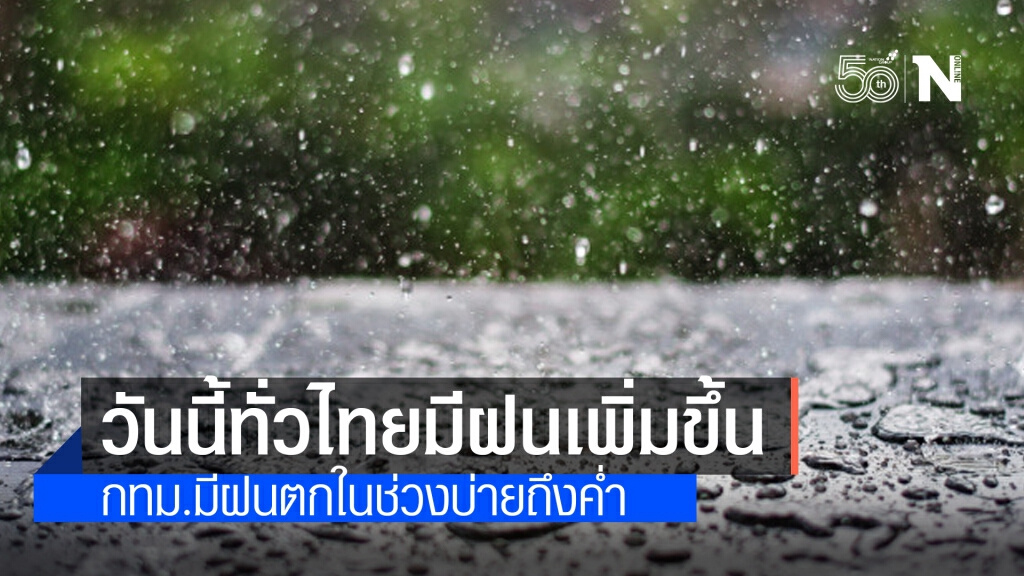 กรมอุตุนิยมวิทยา ชี้ 'อีสาน-กลาง-ตะวันออก-ใต้' มีฝนเพิ่มขึ้น กทม.เจอฝน 40%