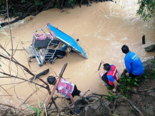 ฝนถล่มทั้งคืนน้ำป่าพัดยายวัย60พร้อมซาเล้งจมหาย