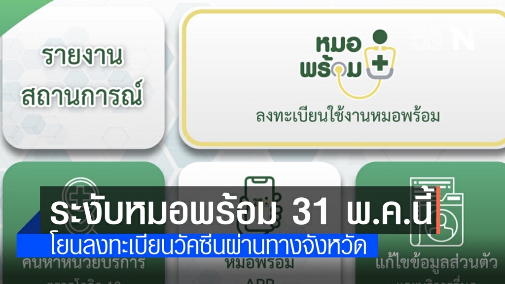 อำลา "หมอพร้อม" ระงับลงทะเบียน 31 พ.ค.โยนจังหวัดรับผิดชอบ