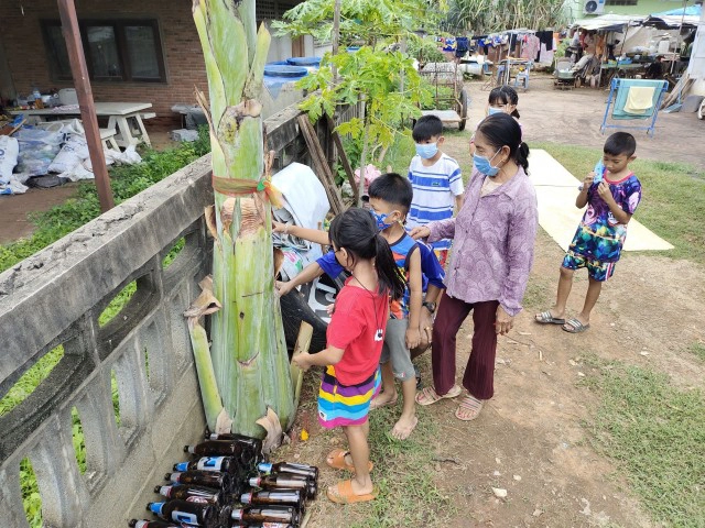 ชาวบ้านฮือฮาต้นกล้วยออกหัวปลีสุดแปลก