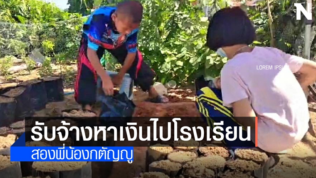 ชื่นชมสองพี่น้อง รับจ้างหาเงินไปโรงเรียนช่วงเปิดเทอม