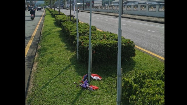 จับสาวเผาธงชาติไทย 13 ผืน