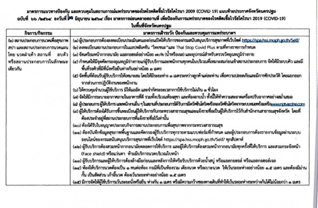 นครปฐม ผ่อนคลายมาตรการสถานที่เพื่อป้องกันการแพร่ระบาดโควิด-19