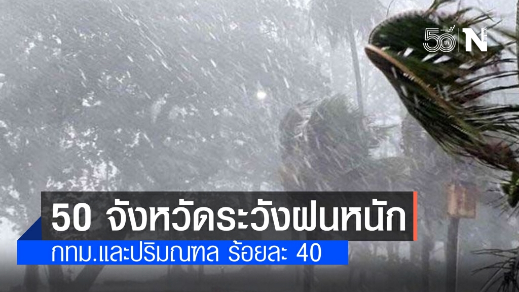 สภาพอากาศวันนี้ ฝนฟ้าคะนองกระจายทั่วทุกภาค 50 จังหวัดระวังฝนหนัก