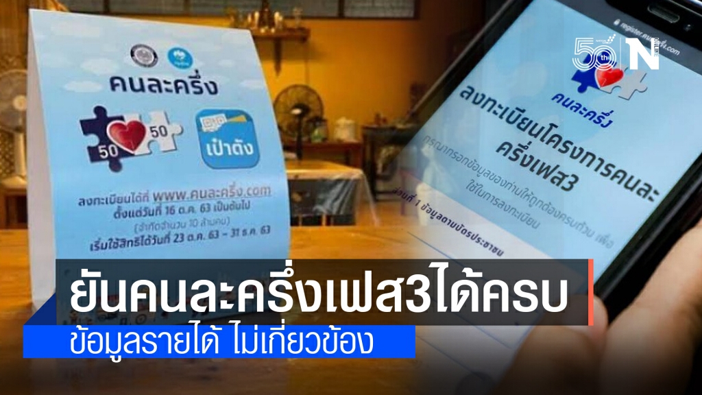 คลัง เฉลยแล้ว!! "ข้อมูลรายได้" ไม่มีผลไม่ได้สิทธิ "คนละครึ่งเฟส3" คลัง เฉลยแล้ว!! "ข้อมูลรายได้" ไม่มีผลไม่ได้สิทธิ "คนละครึ่งเฟส3"