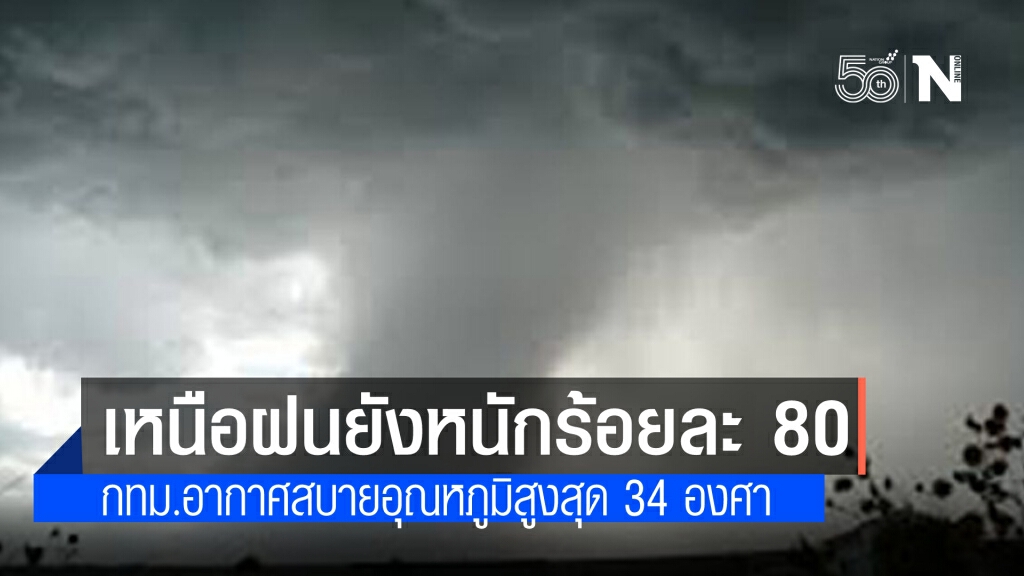 ภาคเหนือ ฝนยังหนักร้อยละ 80 กทม.อากาศสบายๆอุณหภูมิสูงสุด 34 องศา