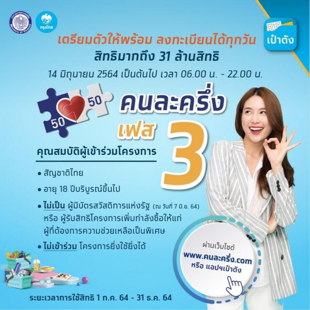 คลัง เฉลยแล้ว!! "ข้อมูลรายได้" ไม่มีผลไม่ได้สิทธิ "คนละครึ่งเฟส3"