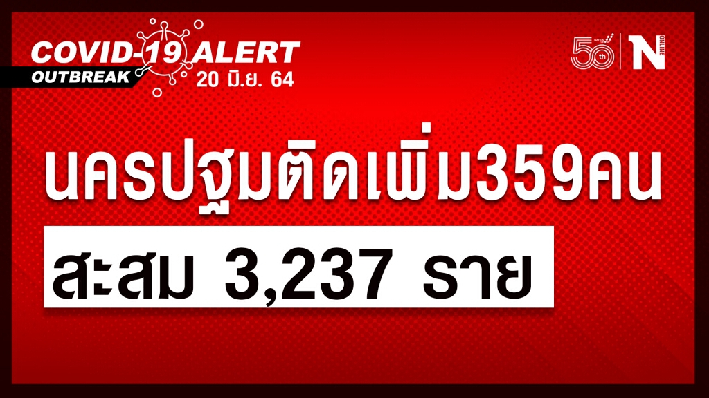 คลัสเตอร์ "นครปฐม" ตรวจพบผู้ป่วยโควิดรายใหม่พุ่งอีก 359 ราย คลัสเตอร์ "นครปฐม" ตรวจพบผู้ป่วยโควิดรายใหม่พุ่งอีก 359 ราย