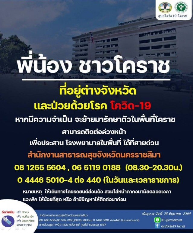 รพ.มหาราชโคราชพร้อมรับผู้ป่วยโควิดจากต่างพื้นที่