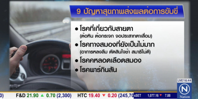 เปิด 9 ปัญหาสุขภาพ ส่งผลต่อการขับขี่