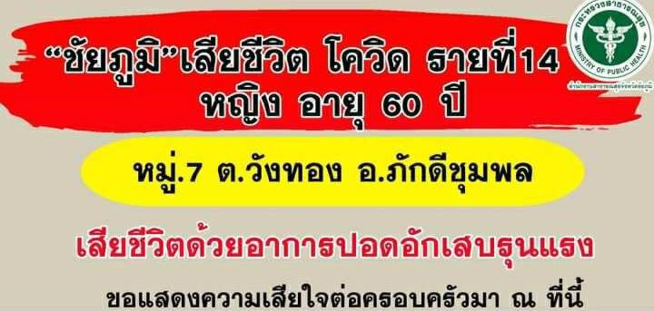 ชัยภูมิโควิดยังดุ ดับอีก2รายซ้อน ยอดตายพุ่งแล้ว 15 ราย