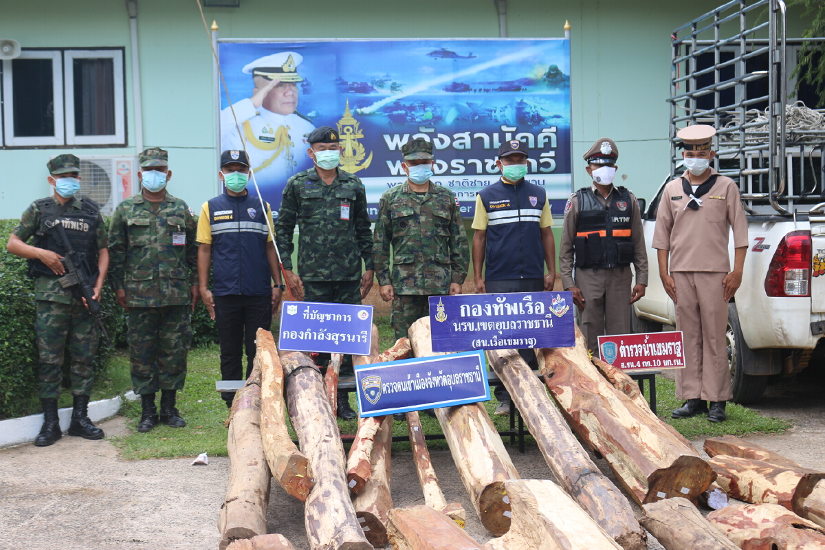 นรข.อุบลฯยึดไม้พะยูง26ท่อนมูลค่า6แสนเตรียมข้ามโขงส่งลาว