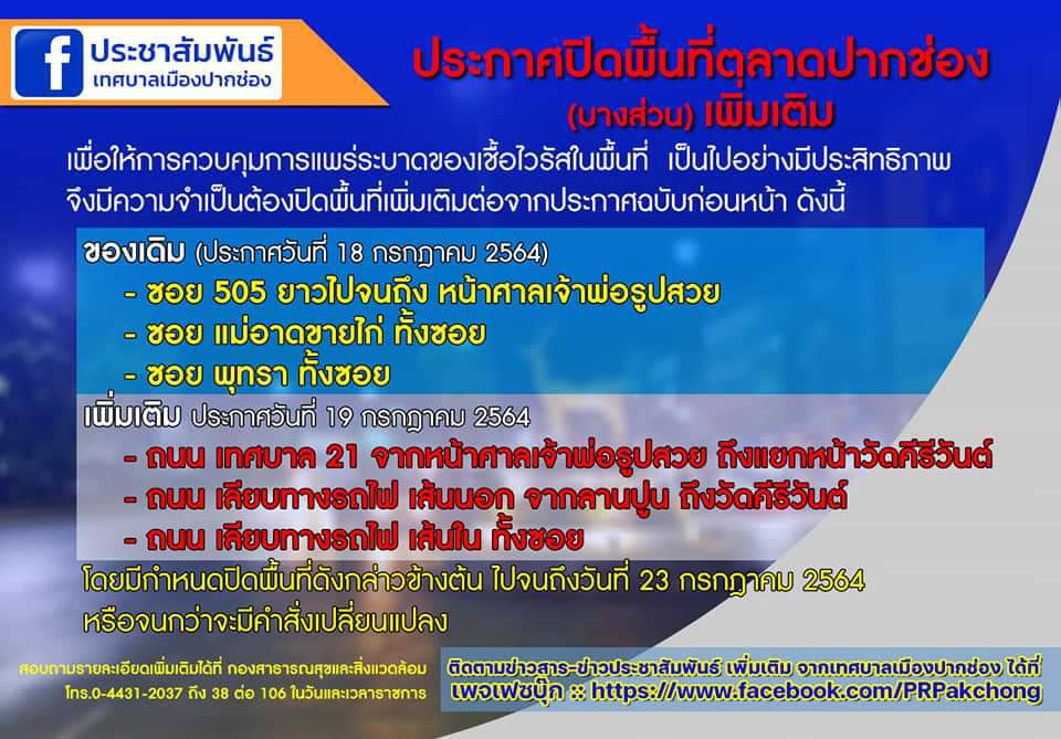 ปากช่องผวาคลัสเตอร์ตลาดสดติดเชื้อทั้งแม่ค้าและลูกค้า
