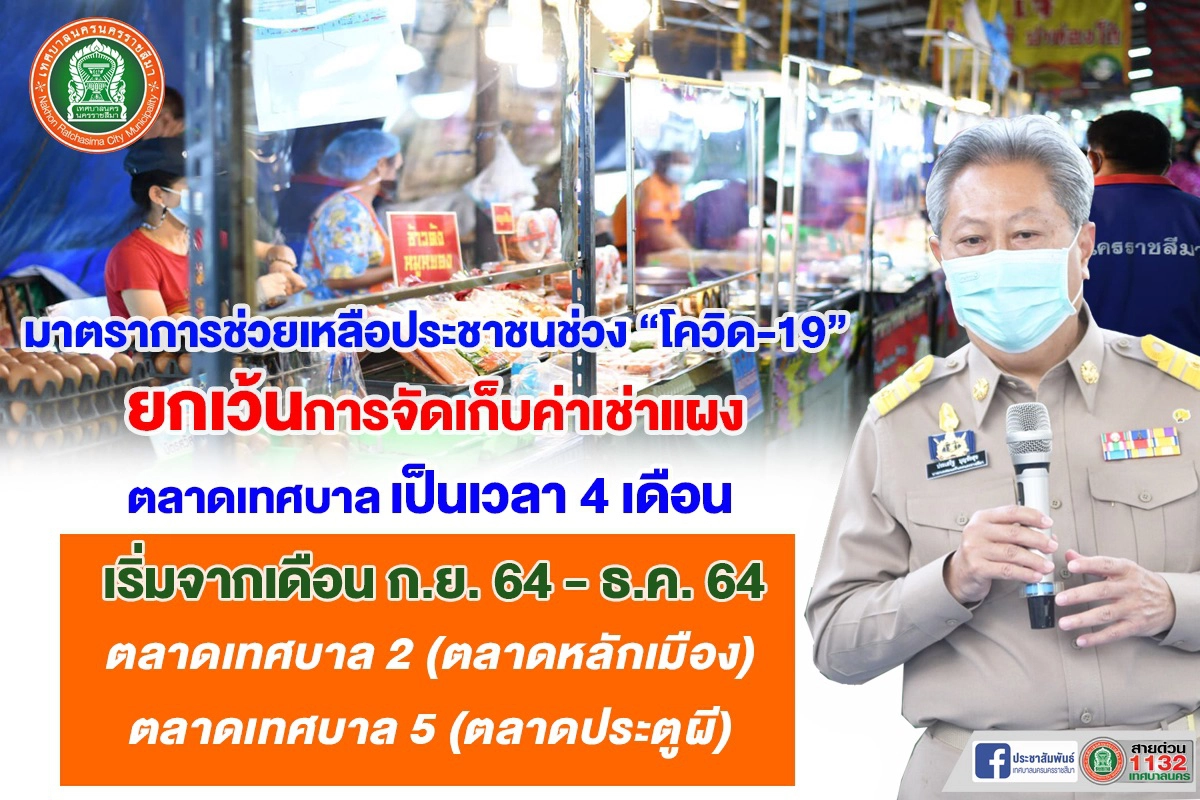 พ่อค้าแม่ เฮ เทศบาลนครโคราชยกเว้นค่าเช่าแผงในตลาดสด 4 เดือน