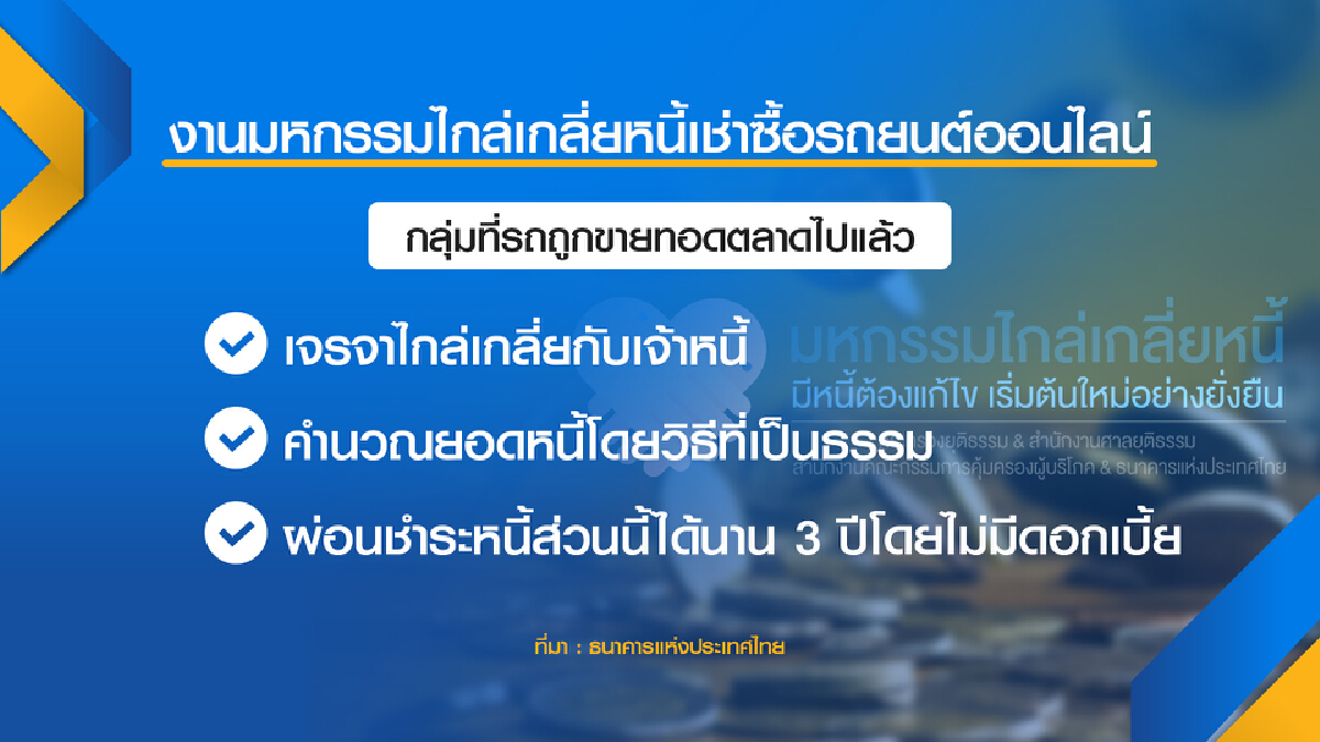 ธปท.เร่งปชช. ไกล่เกลี่ยหนี้รถ ก่อน 31 ส.ค.