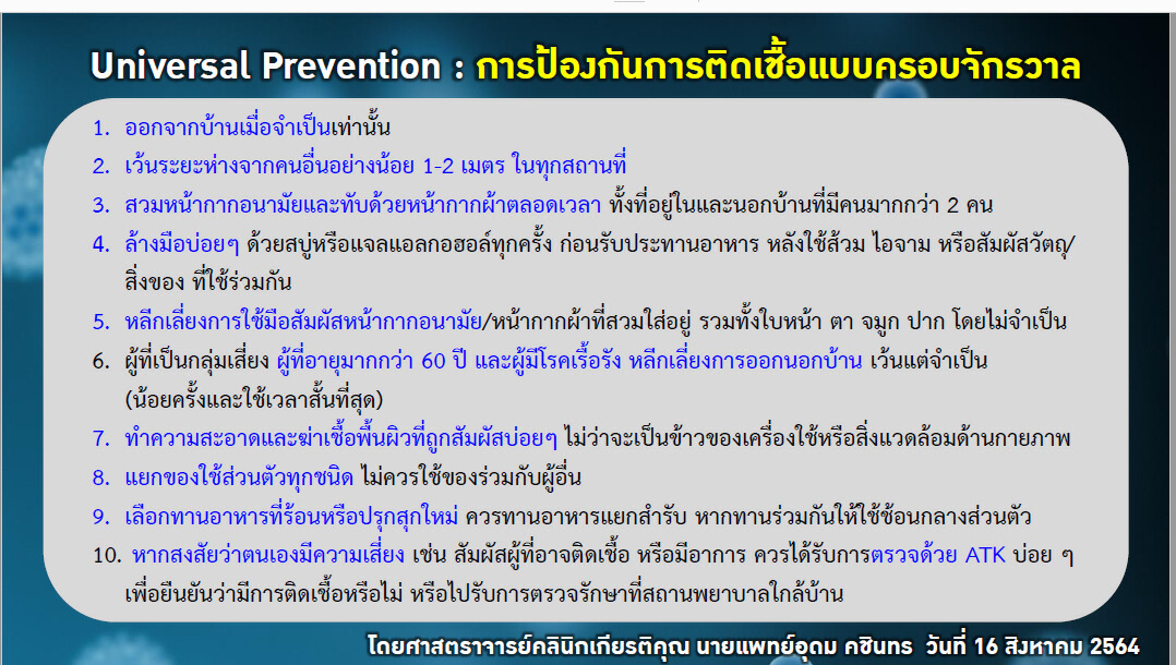 การป้องกันการติดเชื่อโควิด-19แบบครอบจักรวาล