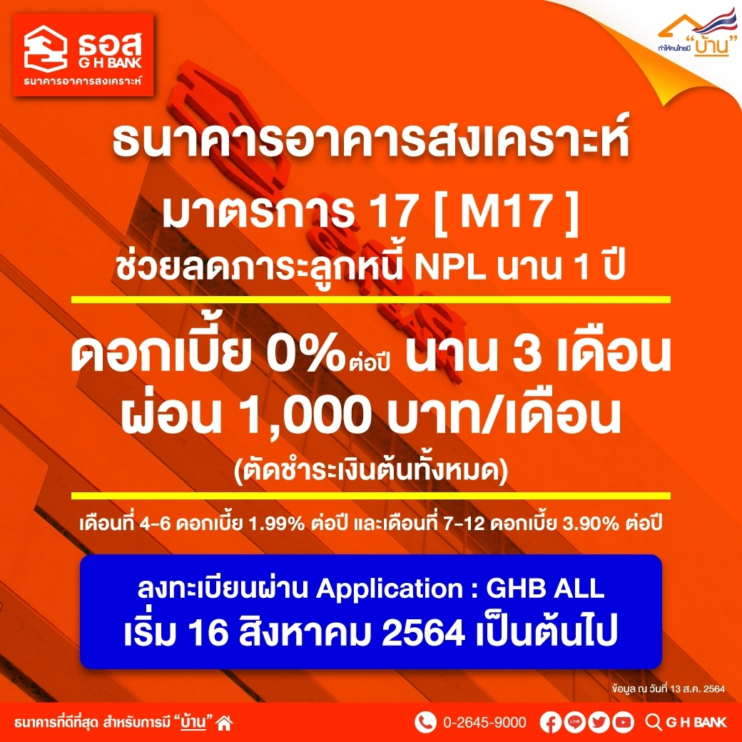 มาตรการที่ 17 [M 17] ช่วยเหลือลูกหนี้สถานะ NPL