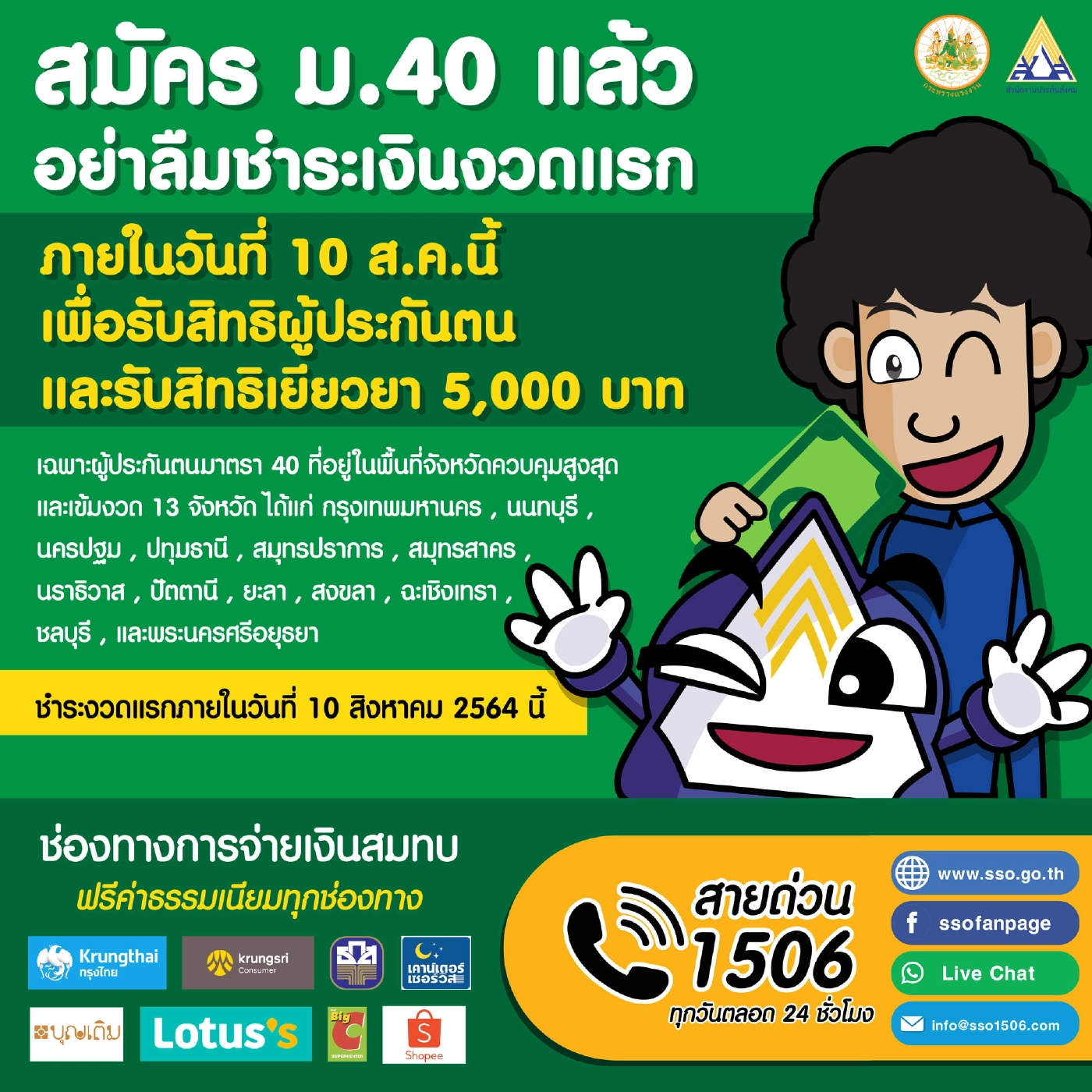 เช็คสิทธิ ประกันสังคม ม.33 ม.39 ม.40มาก่อนได้ก่อน