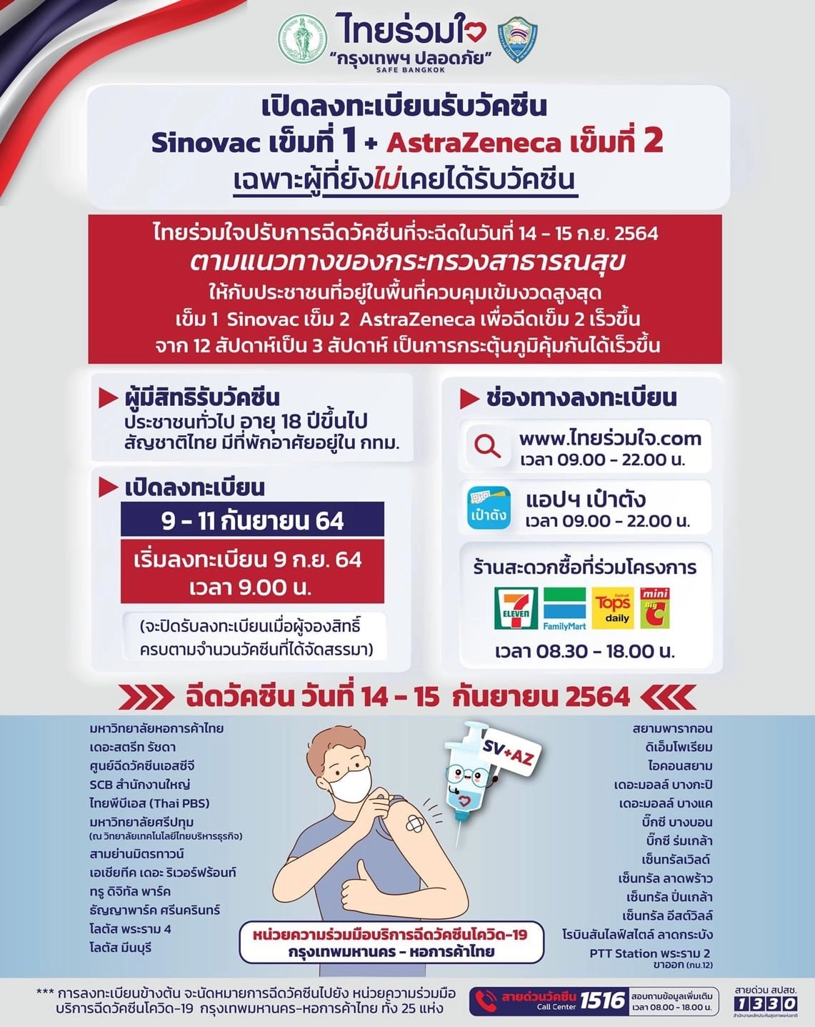 "ไทยร่วมใจลงทะเบียน" ฉีดวัคซีนวันนี้วันแรกเริ่ม 9 โมงเช้า