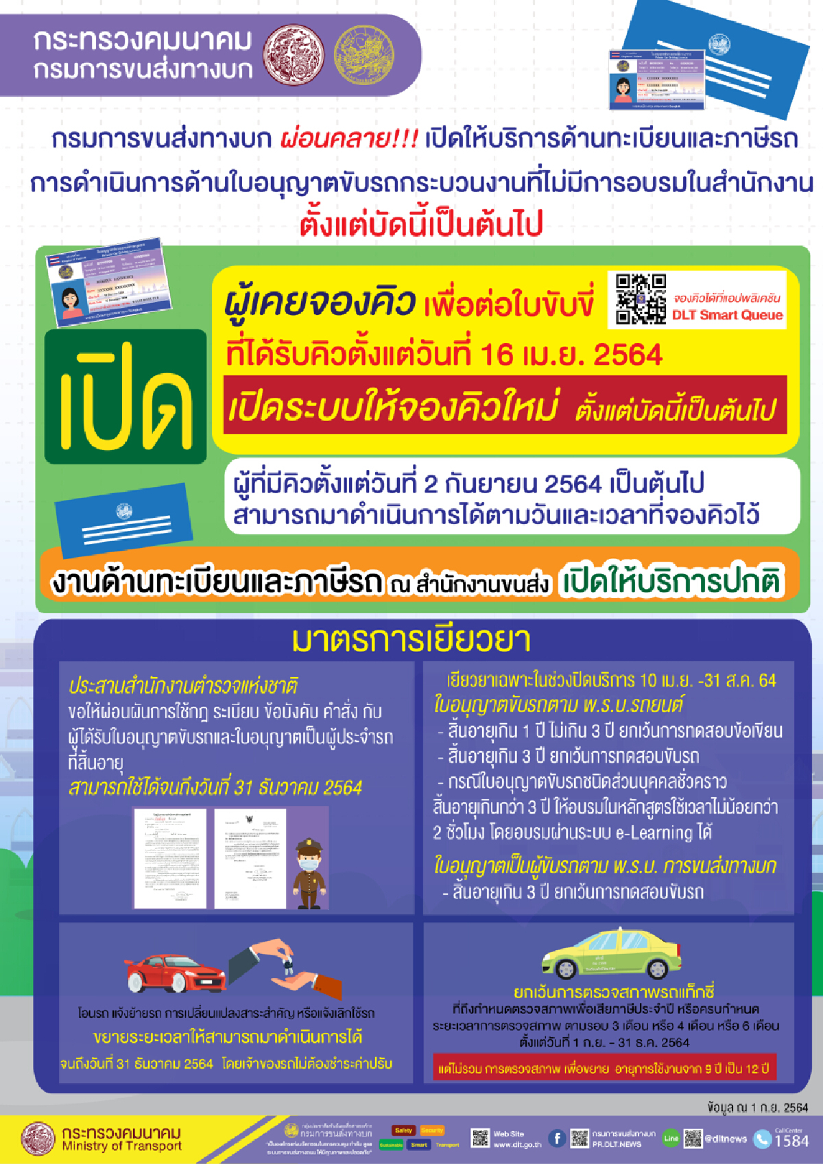 ขนส่งฯ เปิดต่อใบขับขี่ จองคิวล่วงหน้าผ่านแอปฯ