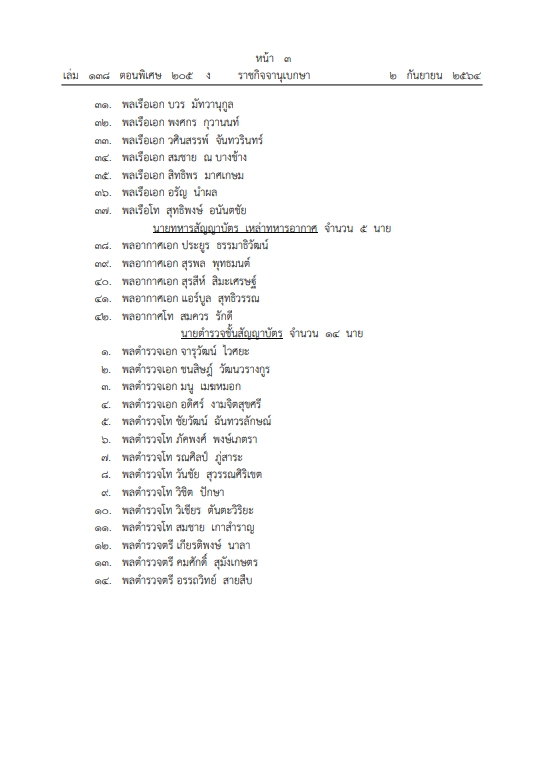 ราชกิจจาฯ เผยแพร่ “โปรดเกล้าฯ”แต่งตั้ง  56 นายพล เป็น นายทหารราชองครักษ์พิเศษ