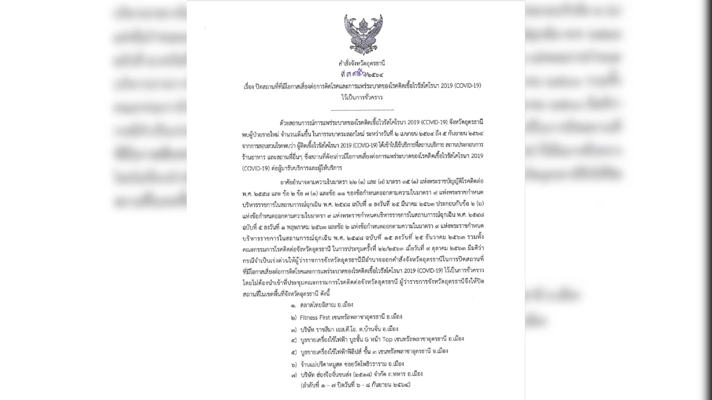 ผู้ว่าอุดรสั่งปิดตลาดกลางเมืองหลังพบแม่ค้าติดโควิดเร่งตรวจ