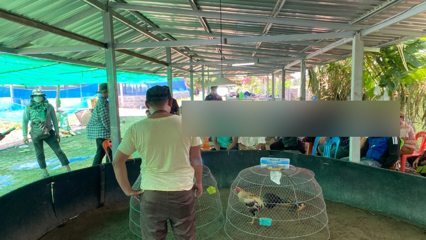 เจ้าหน้าที่ชุดยุทธการ 238 พิทักษ์นครลำดวนทลายบ่อนไก่รอยต่อ 3 อำเภอ