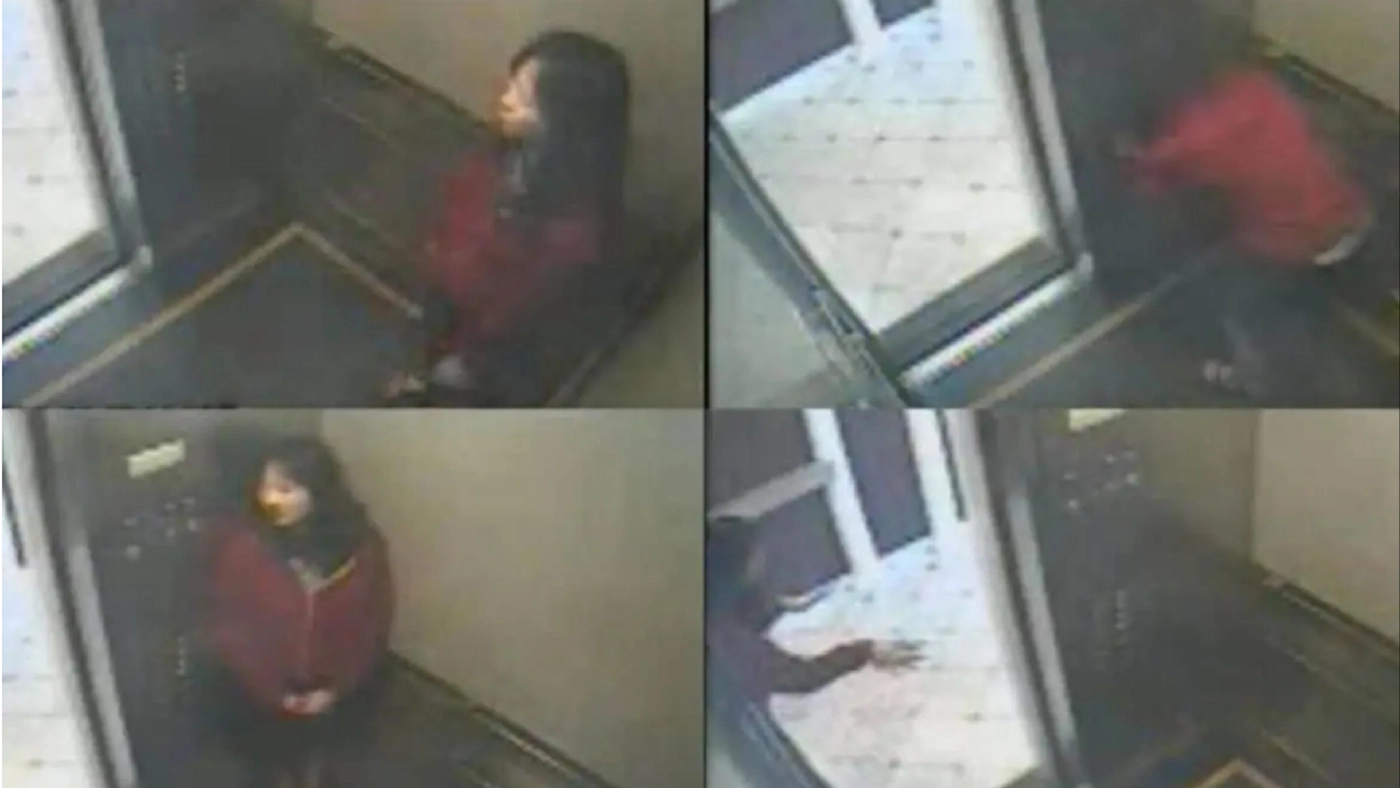 ภาพจากกล้องวงจรปิดที่จับภาพของเอลิซา แลม ขณะอยู่ในลิฟต์