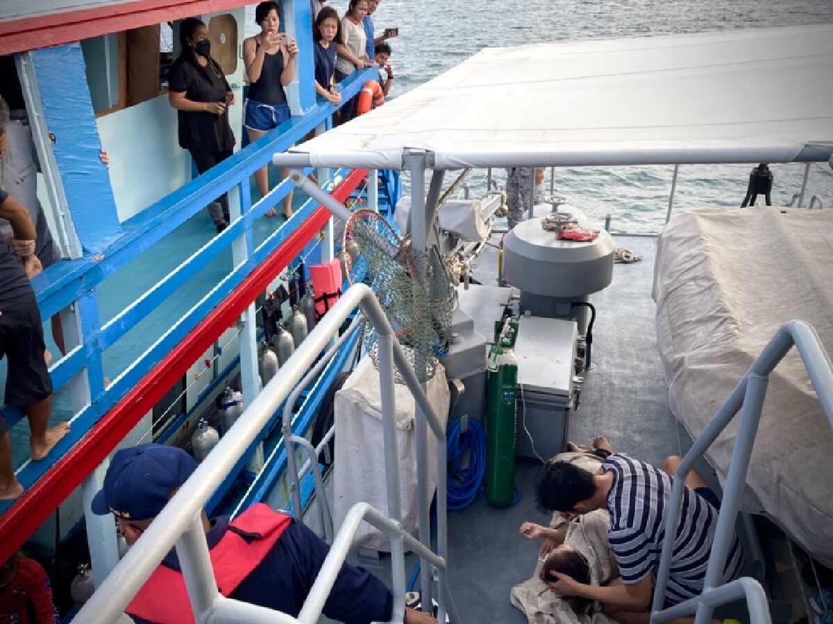 ทัพเรือภาคที่ 1 ช่วยนักดำนำ้ หมดสติกลางทะเล