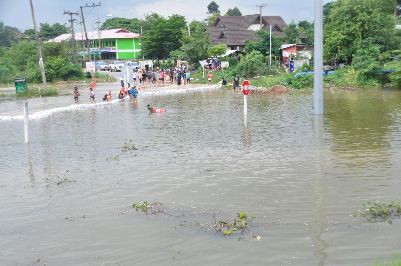 น้ำชีเอ่อล้นท่วมอุโมงค์ทางลอดใต้สะพานท่าขอนยาง-มมส.