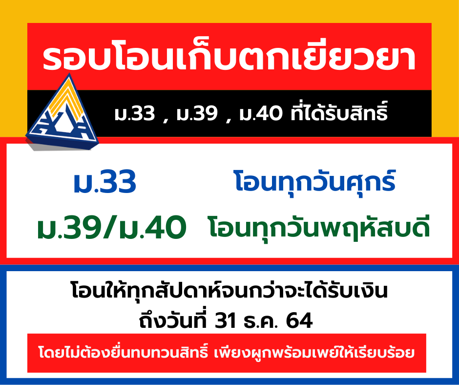 สรุปไทม์ไลน์ โอนเงินเยียวยา ประกันสังคม รอบเก็บตก ตลอดเดือนตุลาคม