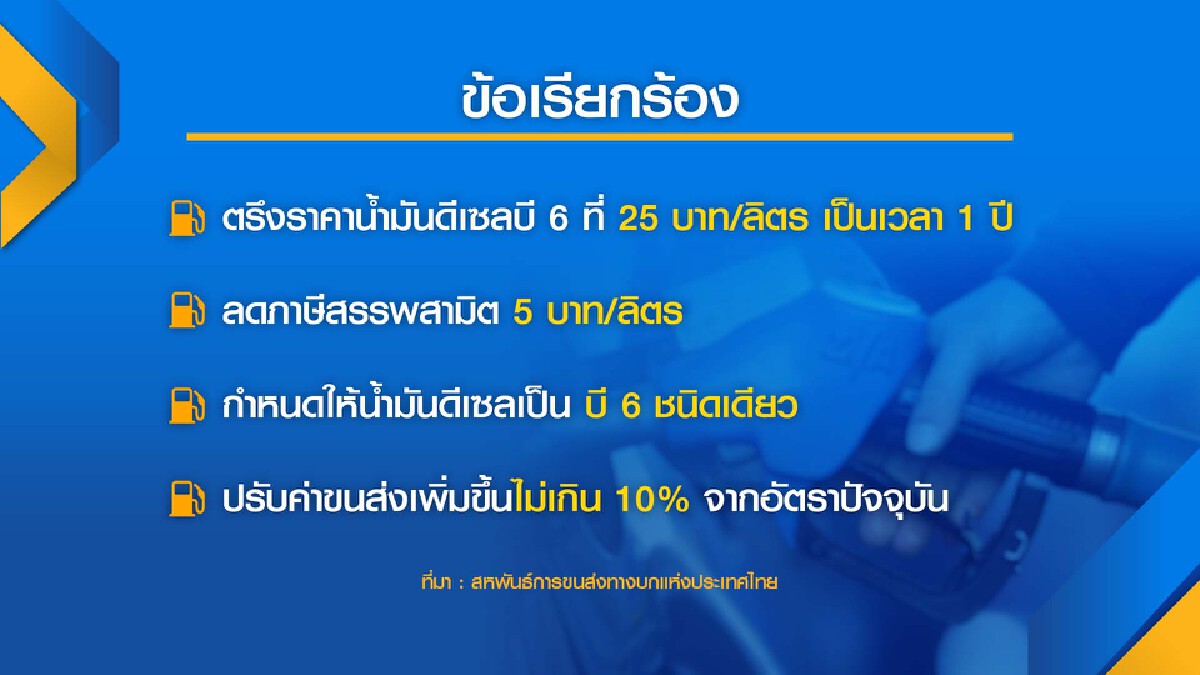 รถบรรทุกจี้รัฐกดราคาดีเซล 25 บาท/ลิตร