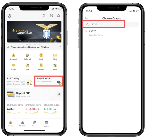 (ลาซิโอ คือสโมสรล่าสุดที่เข้าสู่กระดานเทรดที่ใหญ่ที่สุดในโลกอย่าง Binance / ภาพจาก Binance)