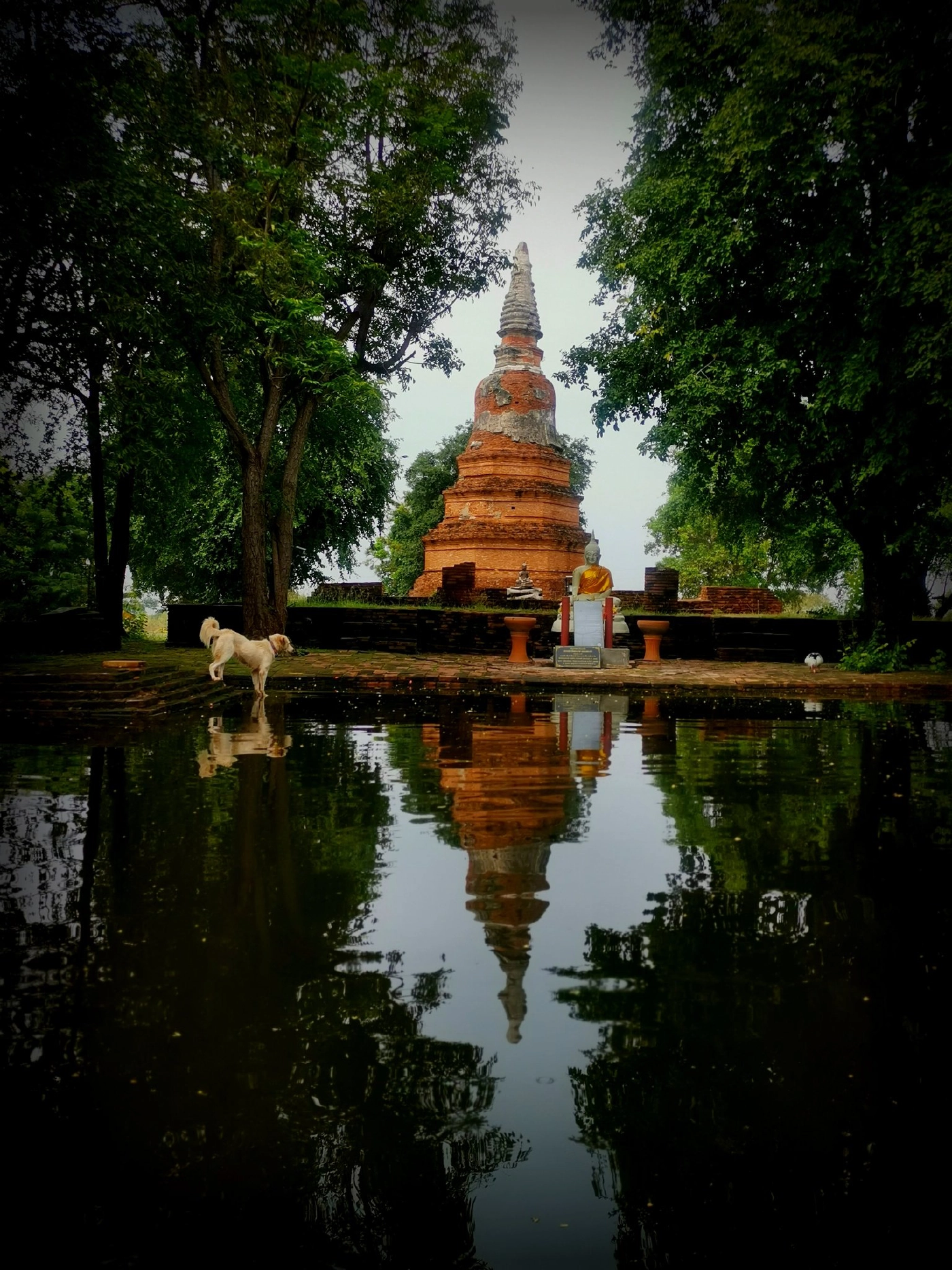 วัดพระงาม​ หน้าประตูแห่งกาลเวลาน้ำท่วมสูงถึงอก