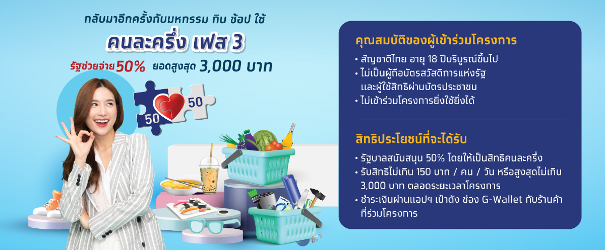ต้องรีบแล้ว คนละครึ่งเฟส 3 คงเหลือ 3.5 แสนสิทธิ ลงทะเบียนวันนี้รับ 3 พันบาท